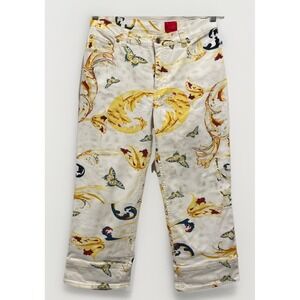 V Christina Ivory Cropped Denim Butterfly‎ Pants Women's Size 6